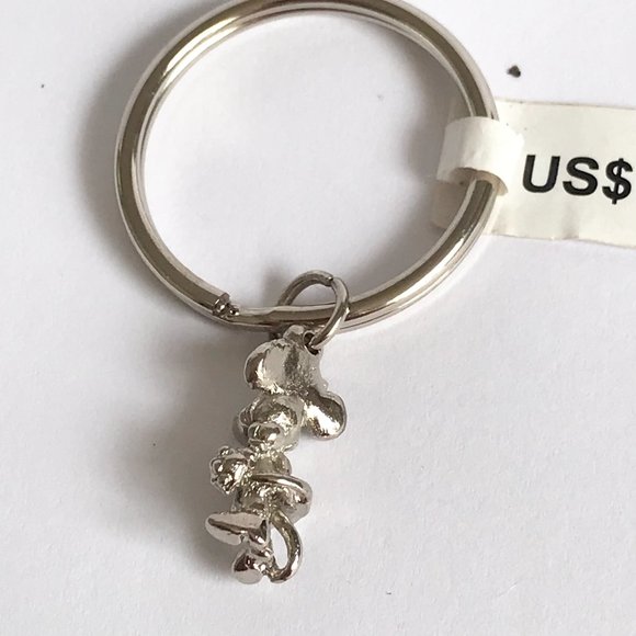 Vintage Disney Minnie Mouse 3D Charm Keychain Keyring Silver Tone - Picture 7 of 10